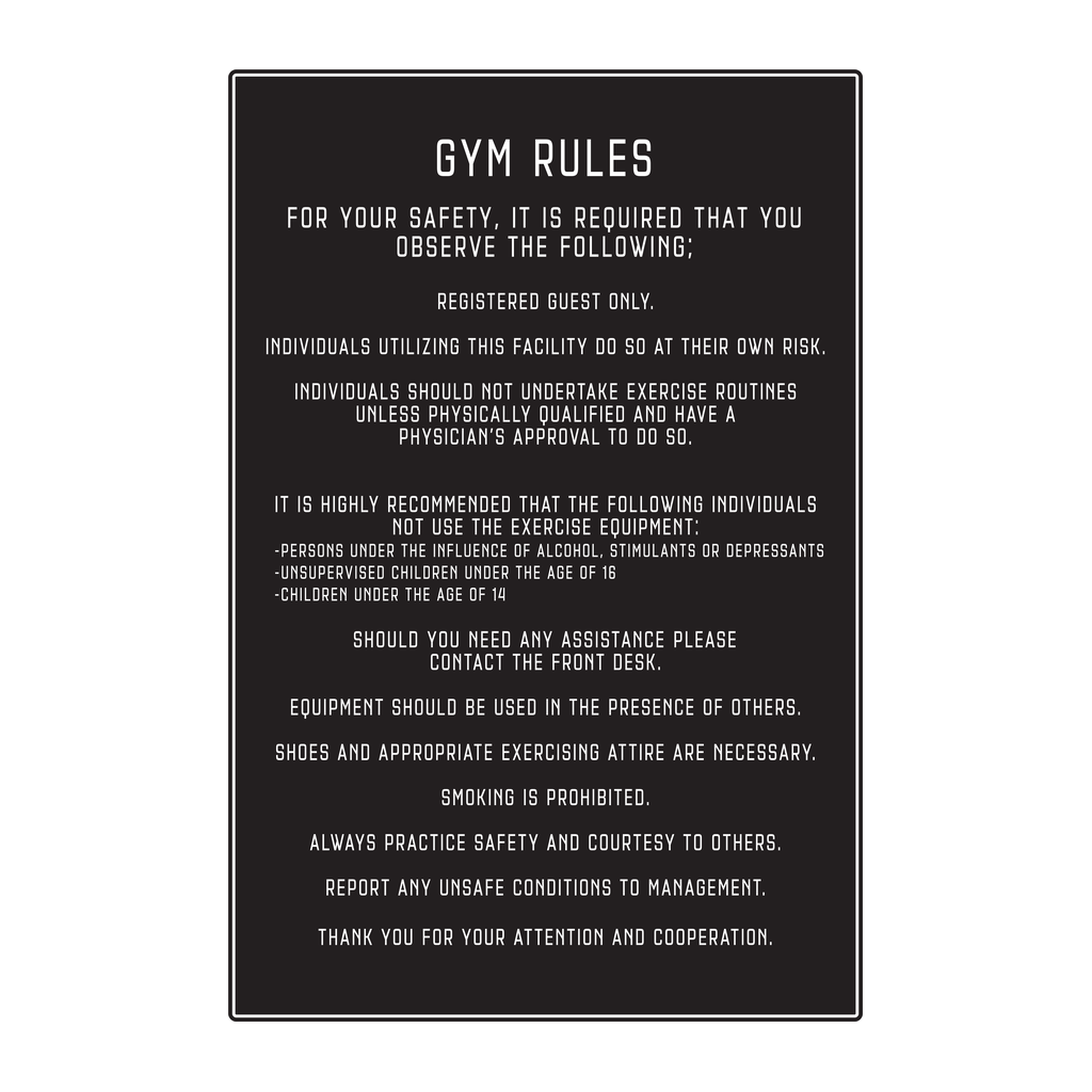Moxy Fitness Center Guidelines - Gym Rules (Black)