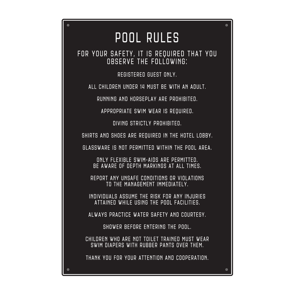 Moxy Pool Rules (Black)