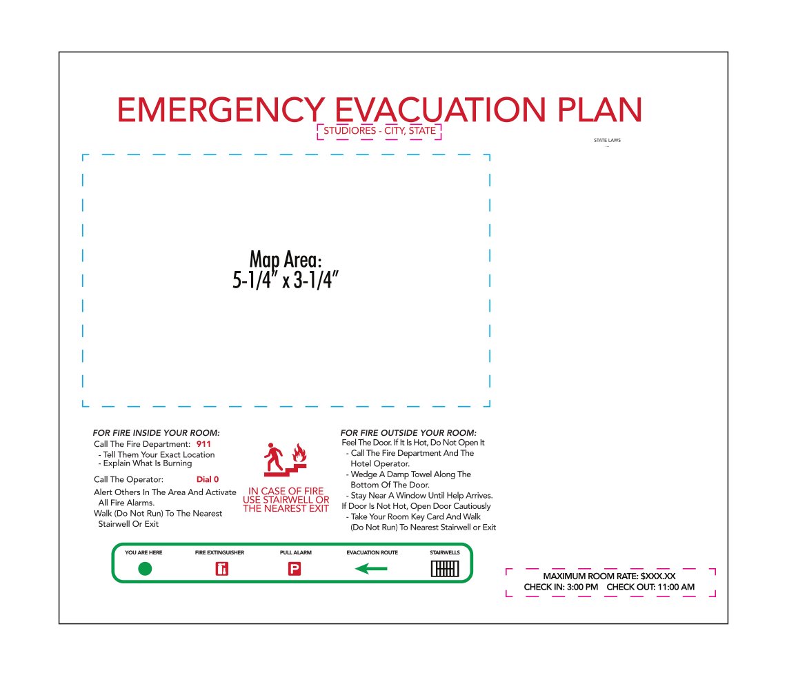 Studiores Floor Guest Room Evacuation Map