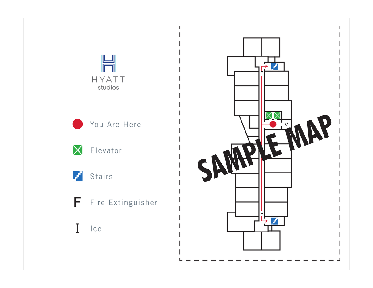 Hyatt Studios Elevator Evacuation Map Insert
