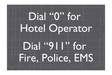 AC Hotel Informational Sign - Dial for Operator / Emergency