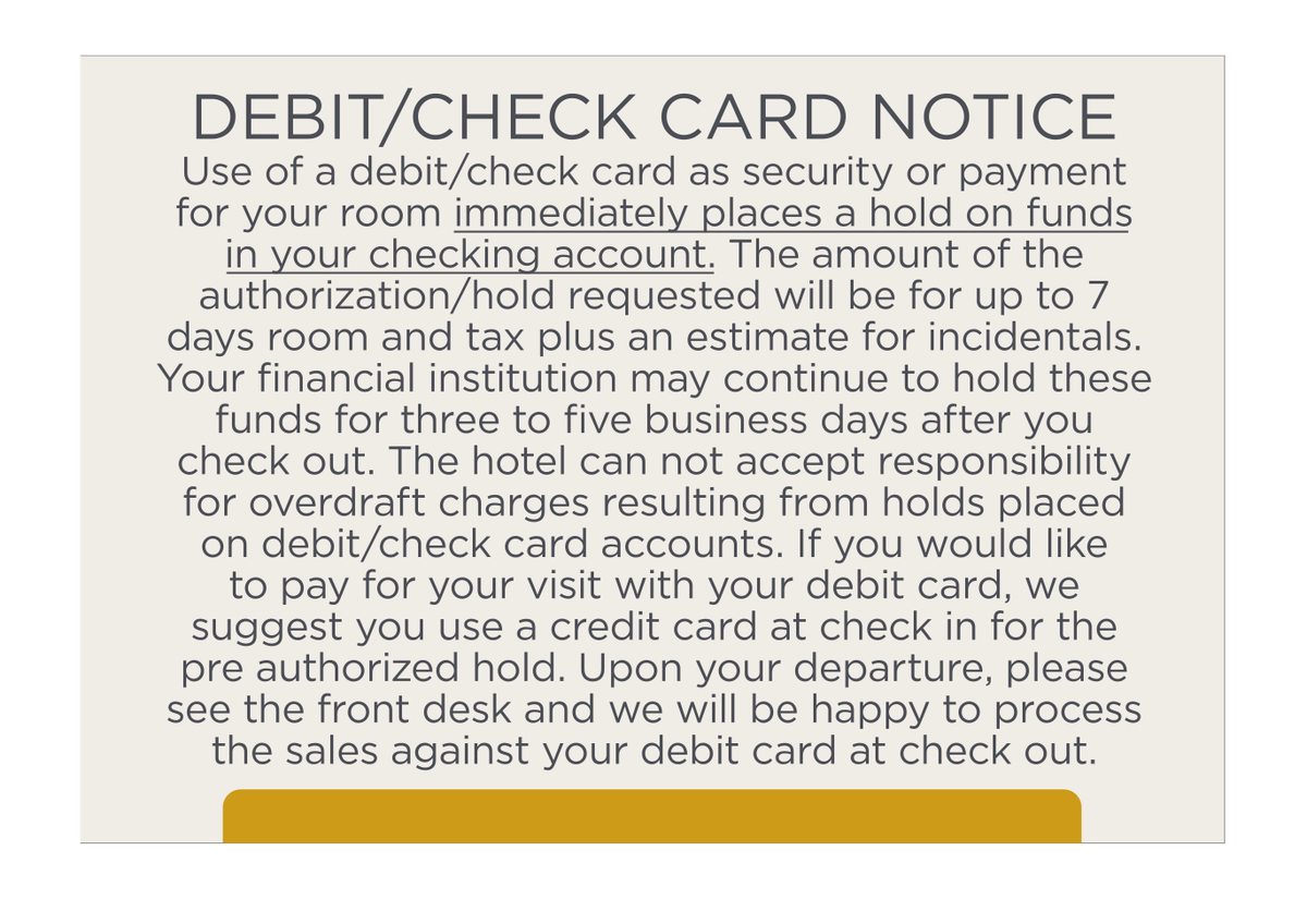 City Express Bent Debit/Check Card Notice