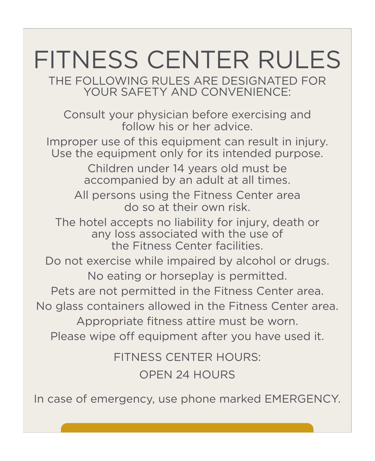City Express Fitness Center Rules