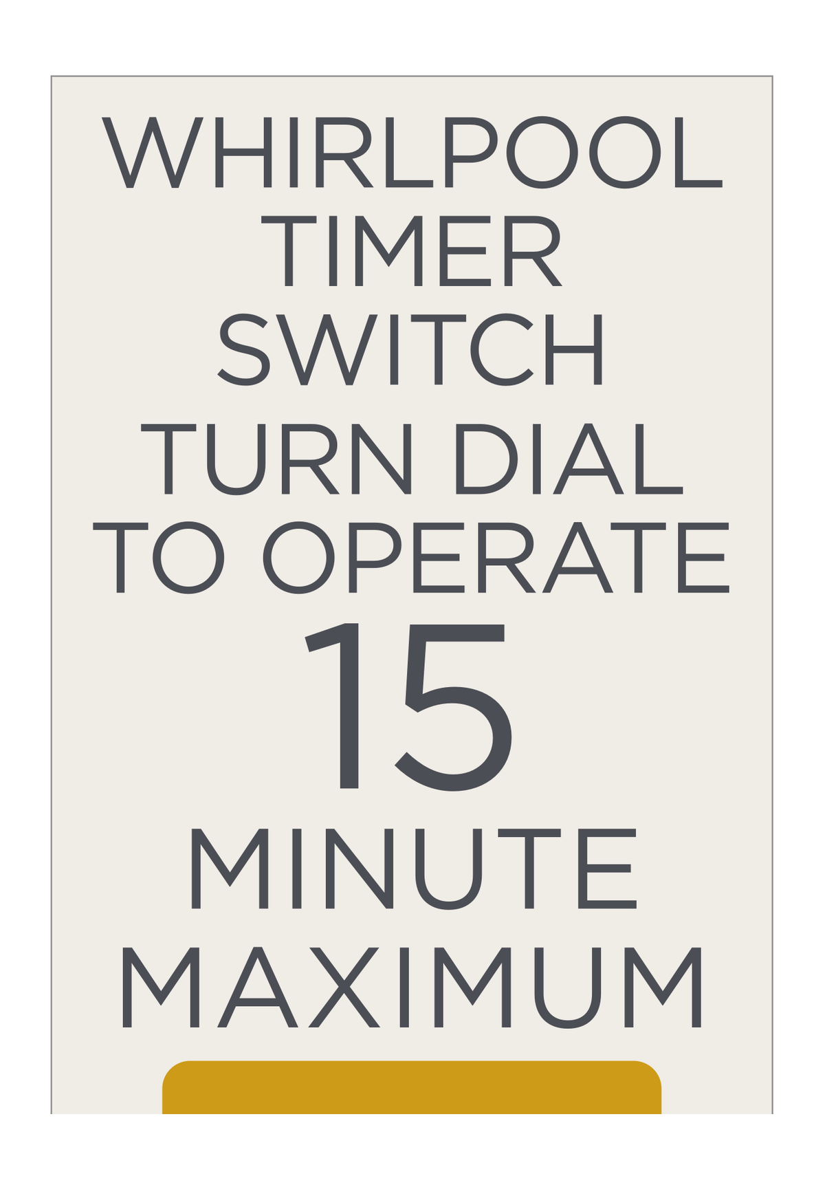 City Express Whirlpool Informational - Timer 15 Minute Maximum