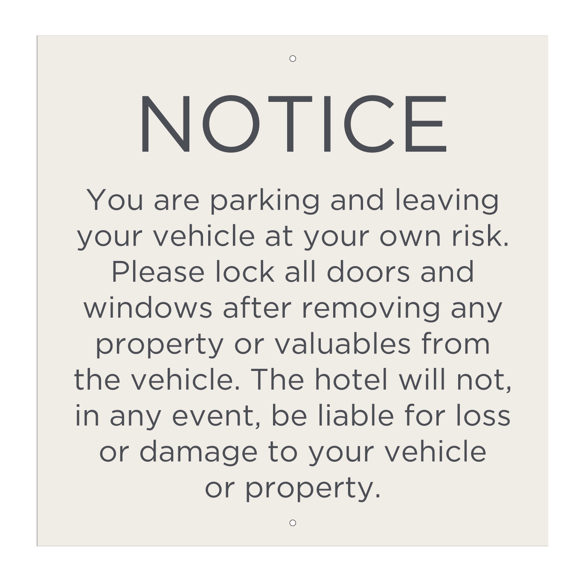 City Express Parking Informational - Parking Lot Liability Notice