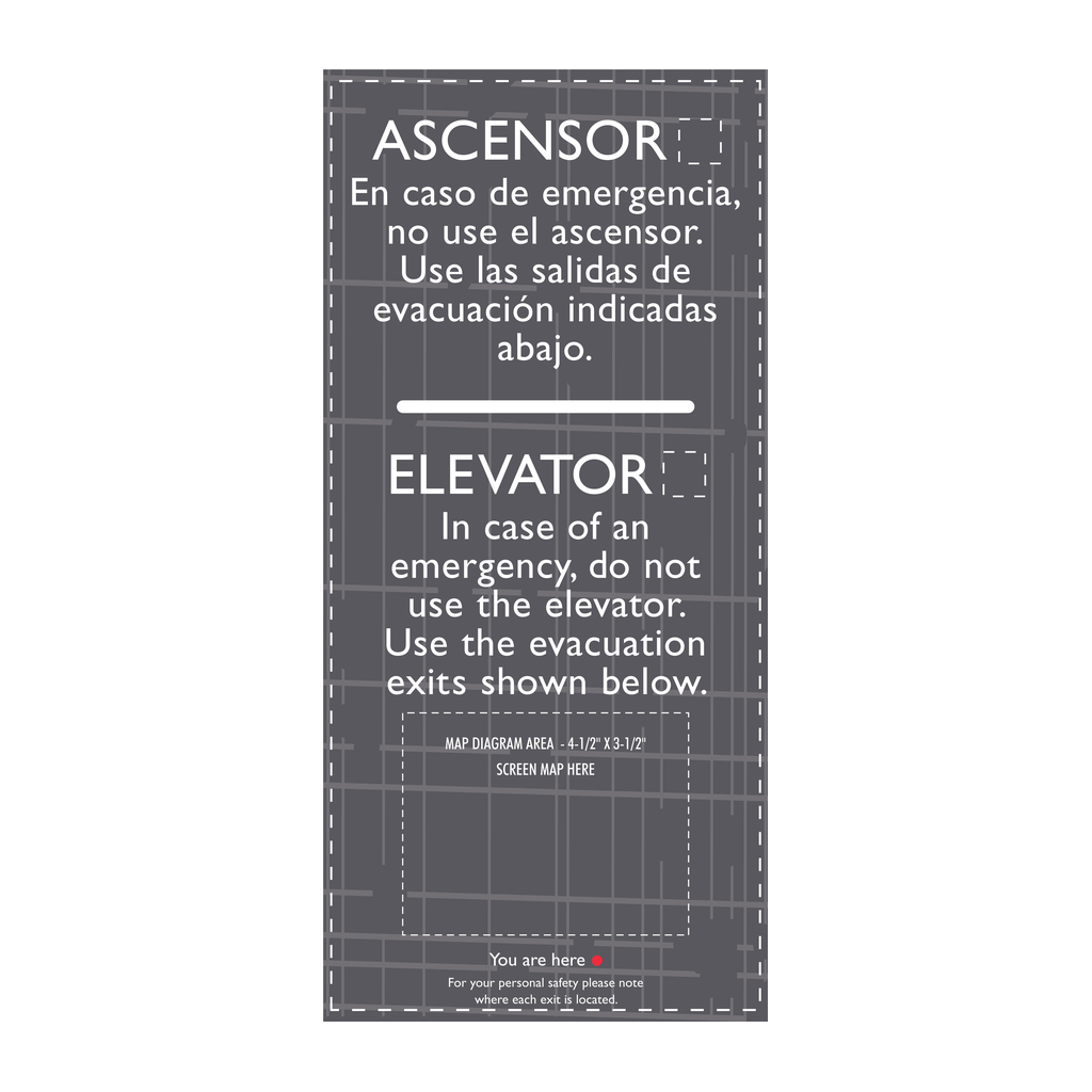 AC Hotel Elevator Evacuation Map Sign - Evacuation Exits (Bilingual)