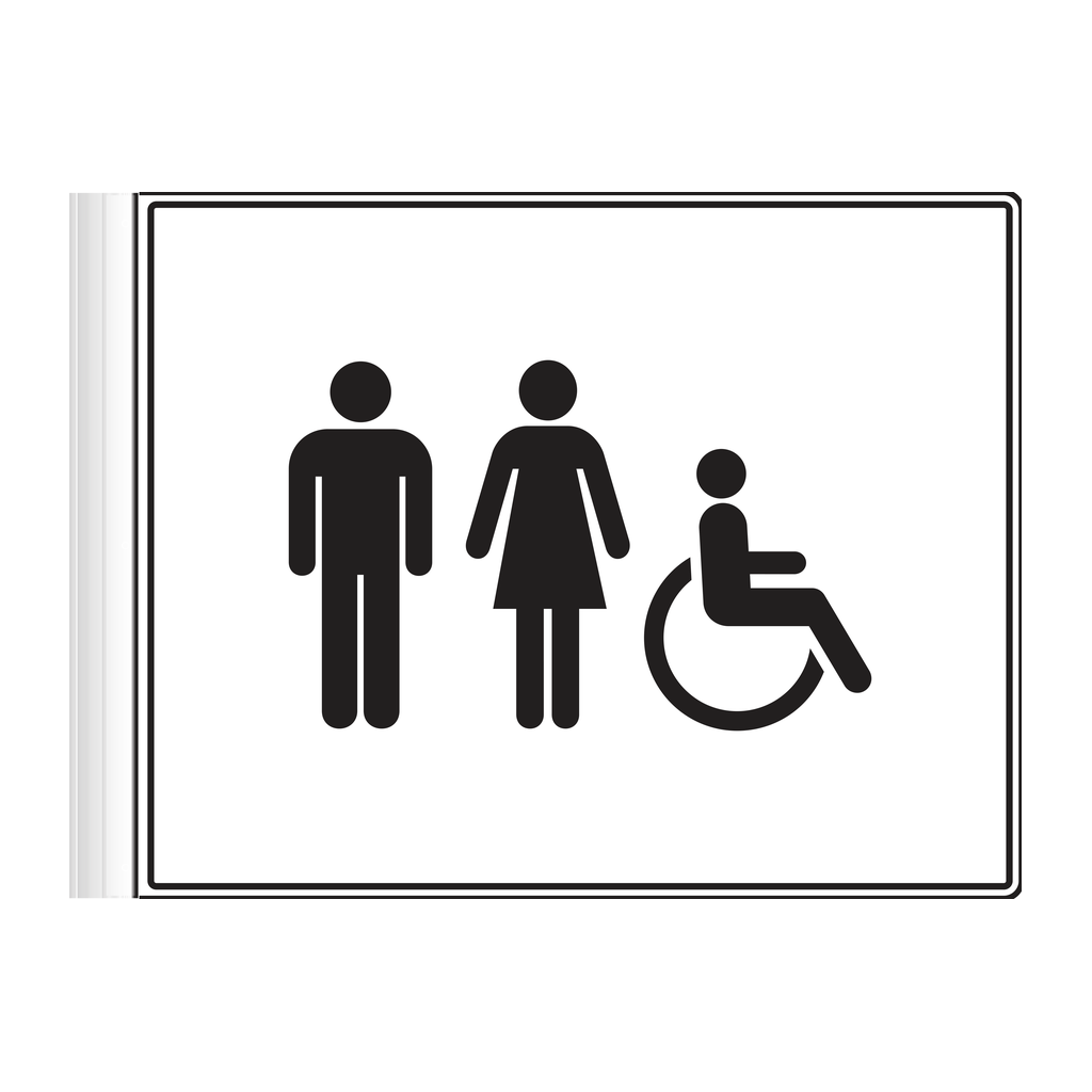 Moxy Flag Sign - Restrooms (White)