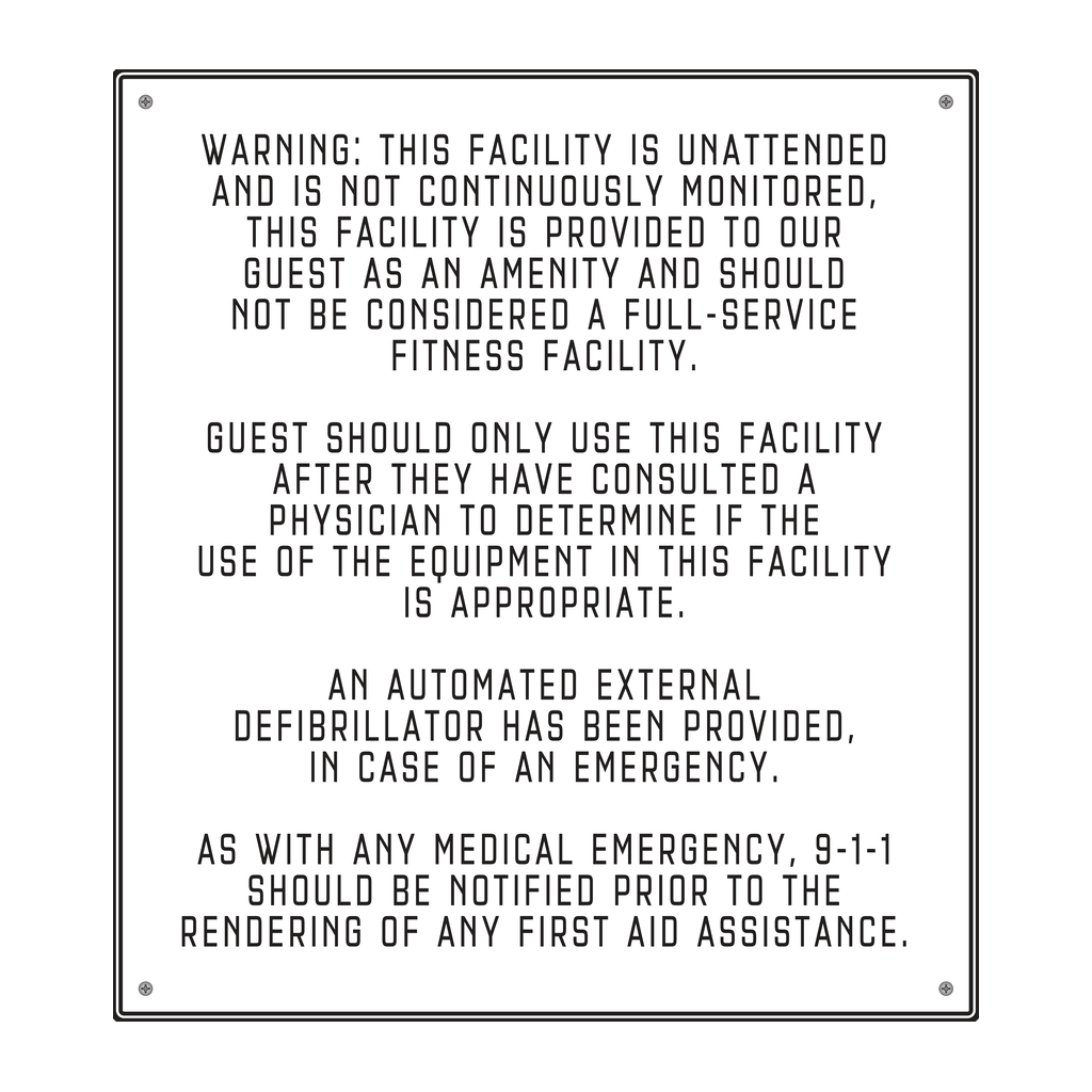 Moxy Fitness Center Guidelines - Unattended Facility (White)