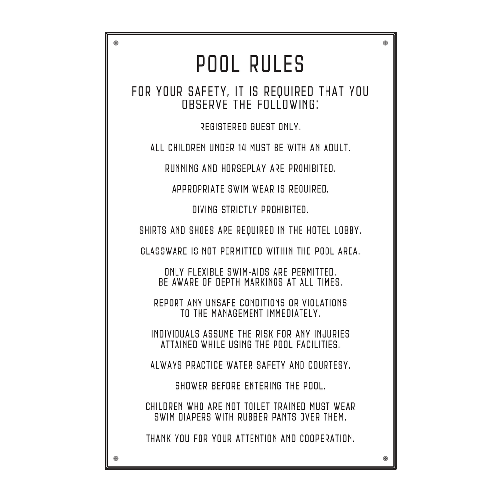 Moxy Pool Rules (White)