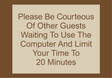 Country Inn & Suites Informational - Computer Courtesy Notice (Woodhaven)