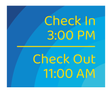 Days Inn Informational Sign - Check In 3:00 PM / Check Out 11:00 AM (Blue Rectangle)