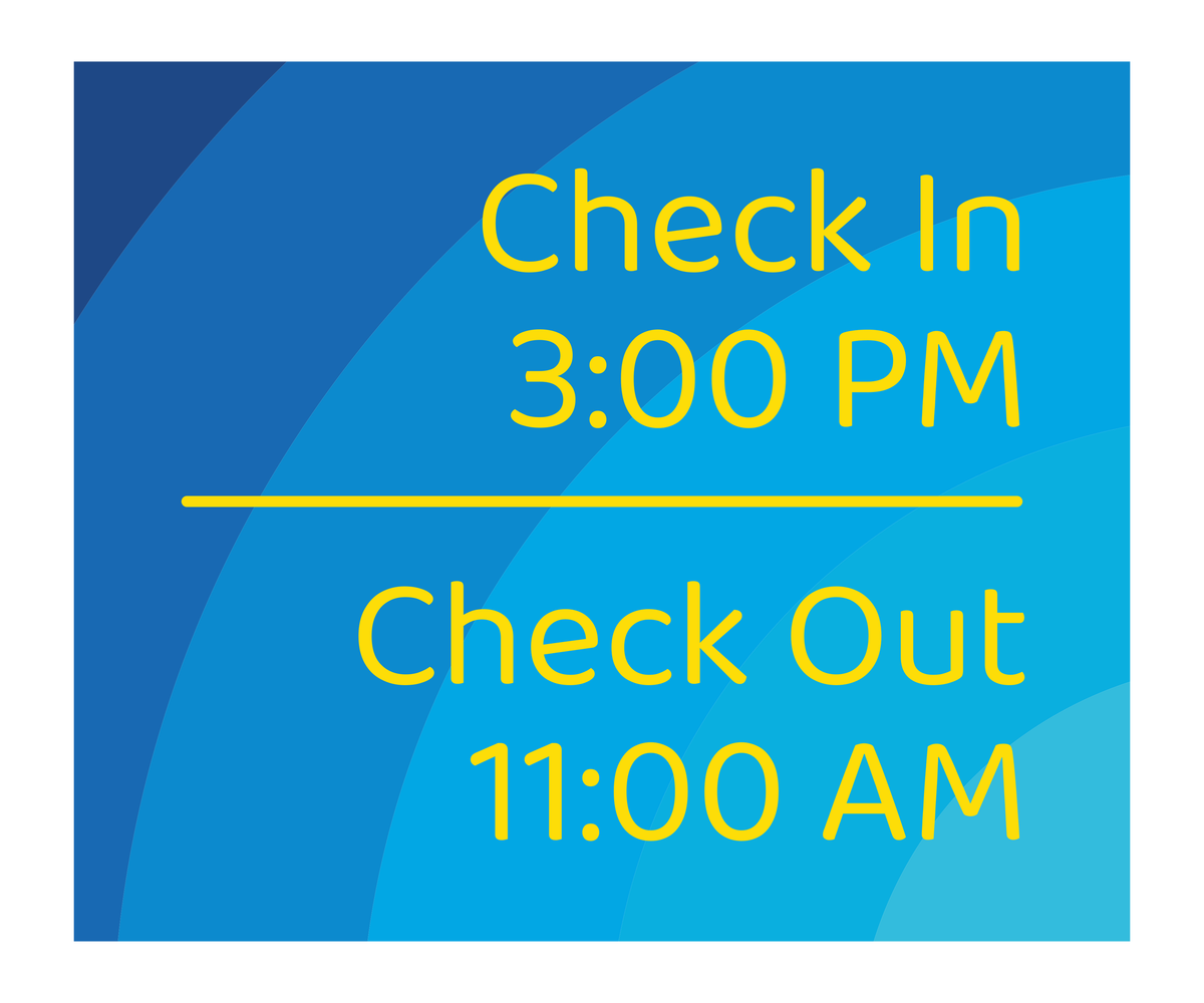 Days Inn Informational Sign - Check In 3:00 PM / Check Out 11:00 AM (Blue Rectangle)
