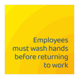 Days Inn Informational Sign - Employees must wash hands before returning to work (Yellow Rectangle)
