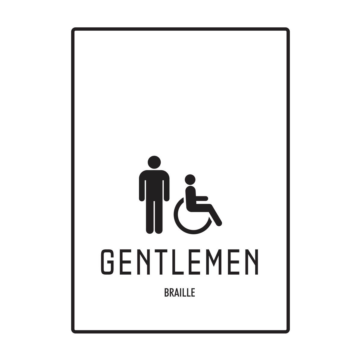 Moxy Restroom Identification - Gentlemen - Accessible - BOH (White)