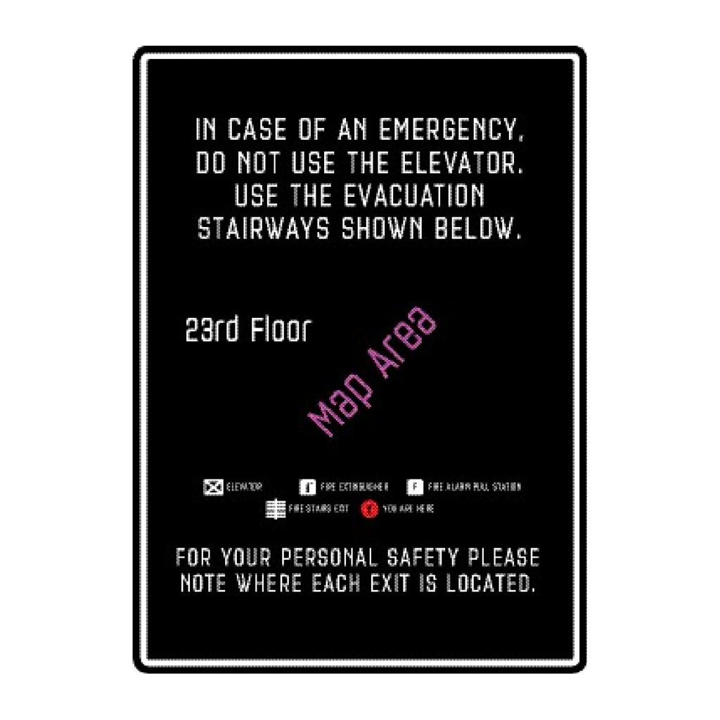 Moxy Fire Evacuation Plan - Elevator - Stairways - BOH (Black)