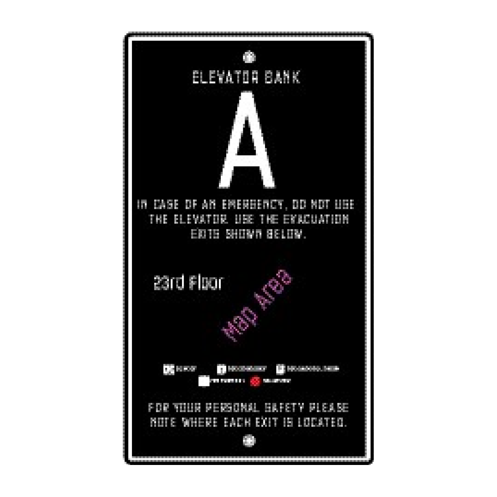Moxy Fire Evacuation Plan - Elevator with Bank Info - Bank A (Black)