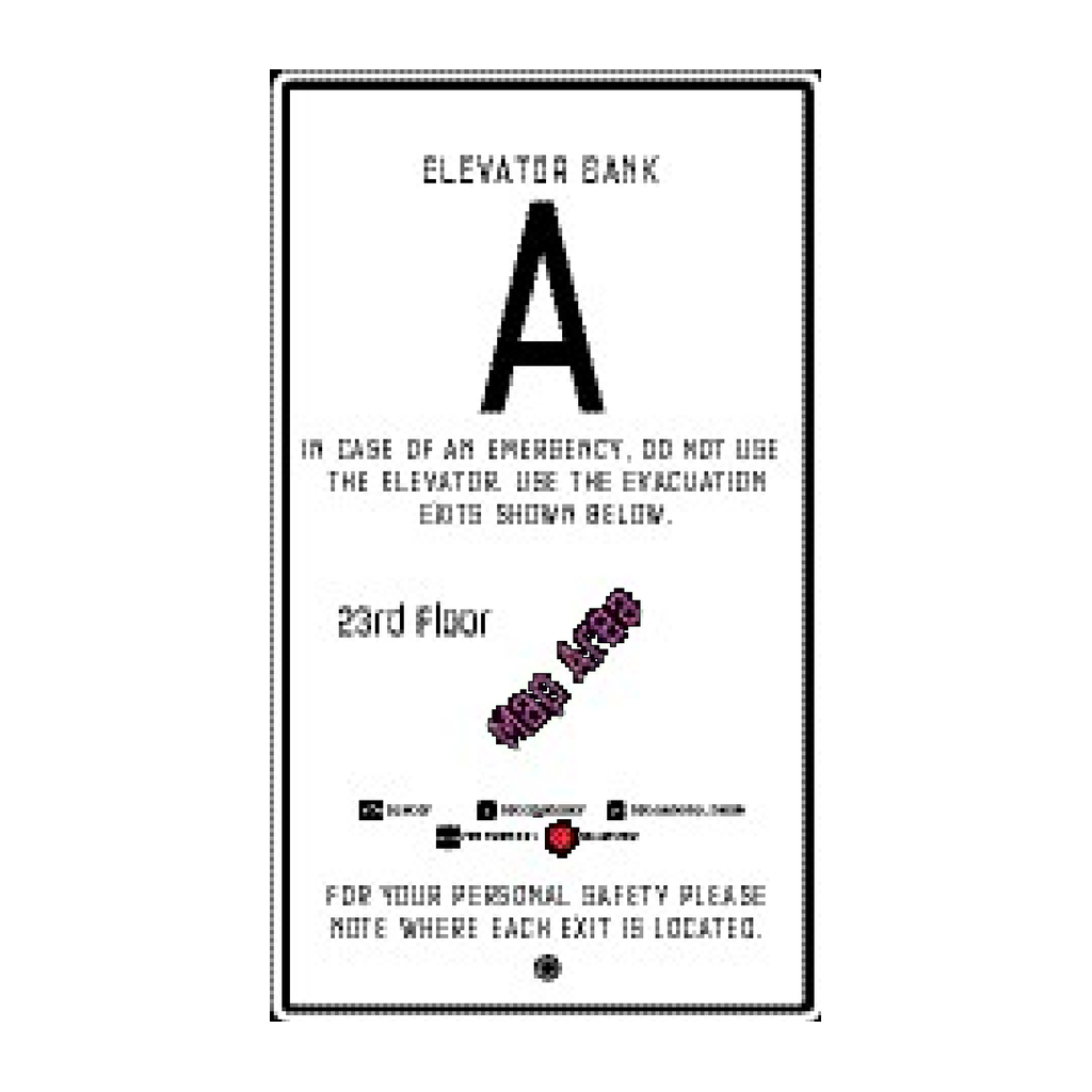 Moxy Fire Evacuation Plan - Elevator with Bank Info - Bank A - BOH (White)