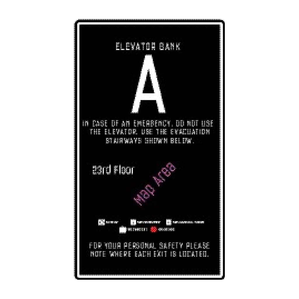 Moxy Fire Evacuation Plan - Elevator with Bank Info - Bank A - Stairways - BOH (Black)