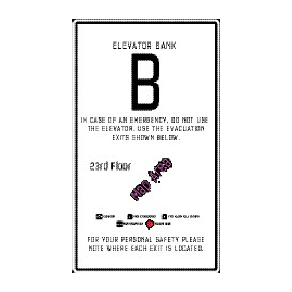 Moxy Fire Evacuation Plan - Elevator with Bank Info - Bank B - BOH (White)