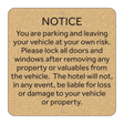 Marriott Warning Sign for Parking Lot (Gold Face)