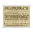 Marriott Bent Sign: Debit/Check Card Notice (Gold Face)