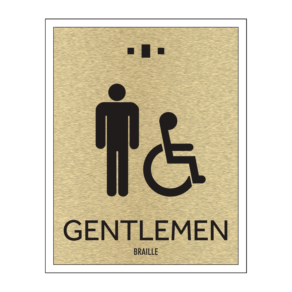 Marriott 1 Line Restroom ID Sign - Gentlemen Accessible (Gold Face)