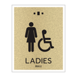 Marriott 1 Line Restroom ID Sign - Ladies Accessible (Gold Face)