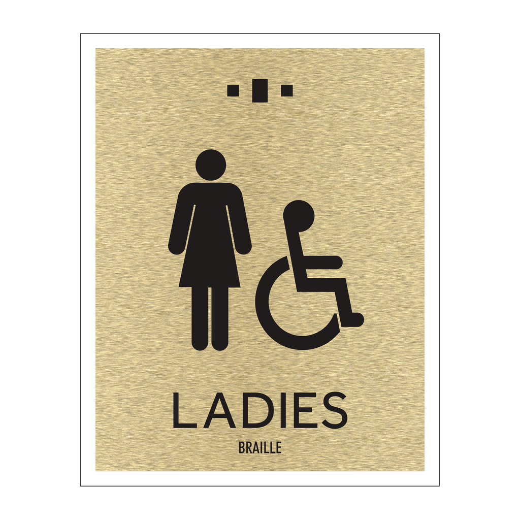 Marriott 1 Line Restroom ID Sign - Ladies Accessible (Gold Face)