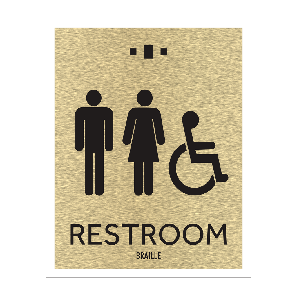 Marriott 1 Line Restroom ID Sign - Unisex Accessible (Gold Face)