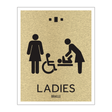 Marriott 1 Line Restroom ID Sign - Ladies Accessible With Changing Station (Gold Face)