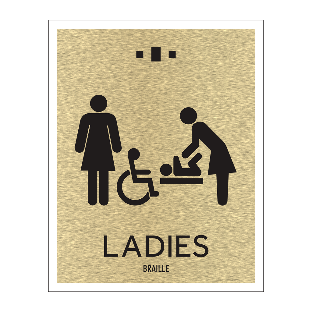 Marriott 1 Line Restroom ID Sign - Ladies Accessible With Changing Station (Gold Face)