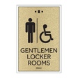 Marriott 3 Line Restroom ID Sign - Gentlemen Accessible Locker Rooms (Gold Face)