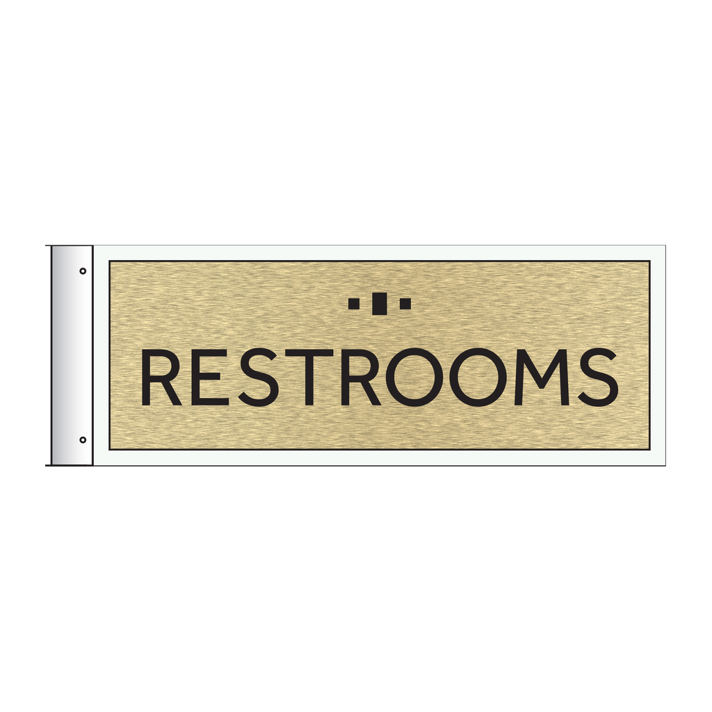 Marriott Flag Sign - Restrooms (Gold Face)