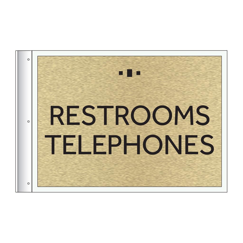 Marriott Flag Sign - Restrooms Telephones (Gold Face)