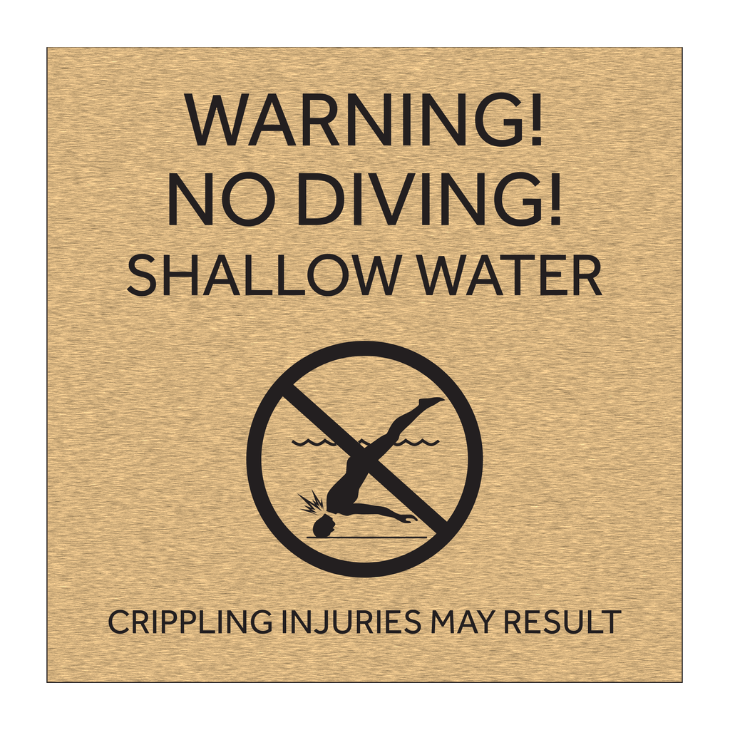Marriott Warning No Diving with Symbol (Gold Face)